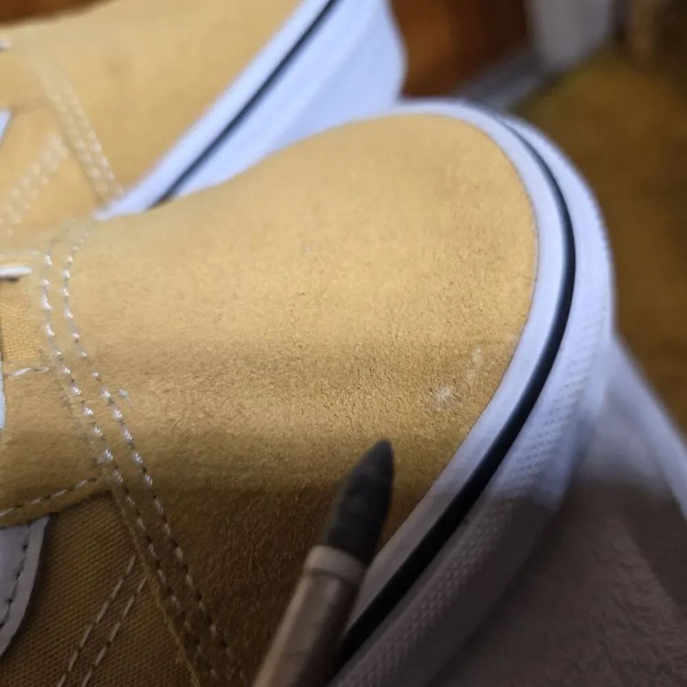 Vans Old Skool Mustard Yellow White Sneakers Men 7.5 Women 9 Shoes Suede Wear